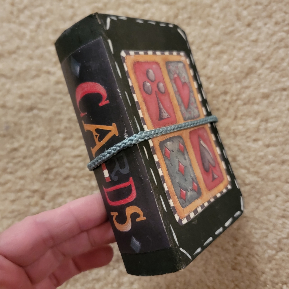 Handmade Vintage Paper Mache Miniature Playing Card or Gift Card Box Holder